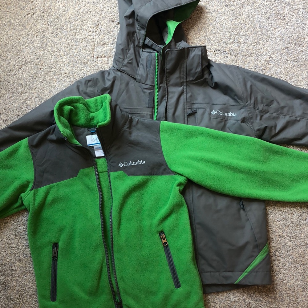 Grey and Green Colombia Jacket with Fleece Insert